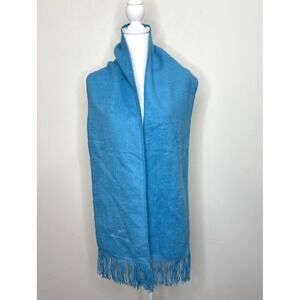 Alpaca‎ Camargo Scarf Blue Alpaca Fur Long Fringe Unisex 67" x 9" Embroidered